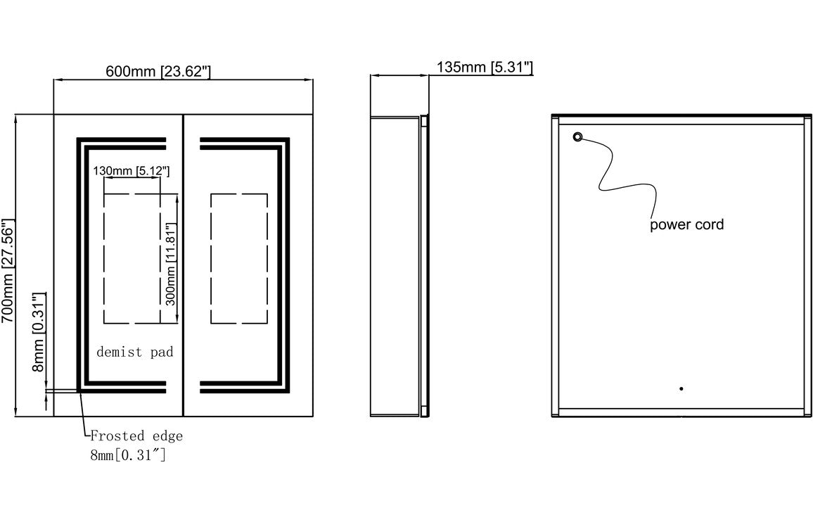 Sanee 1 or 2 Door Front-Lit LED Mirror Cabinet - 500/ 600 mm