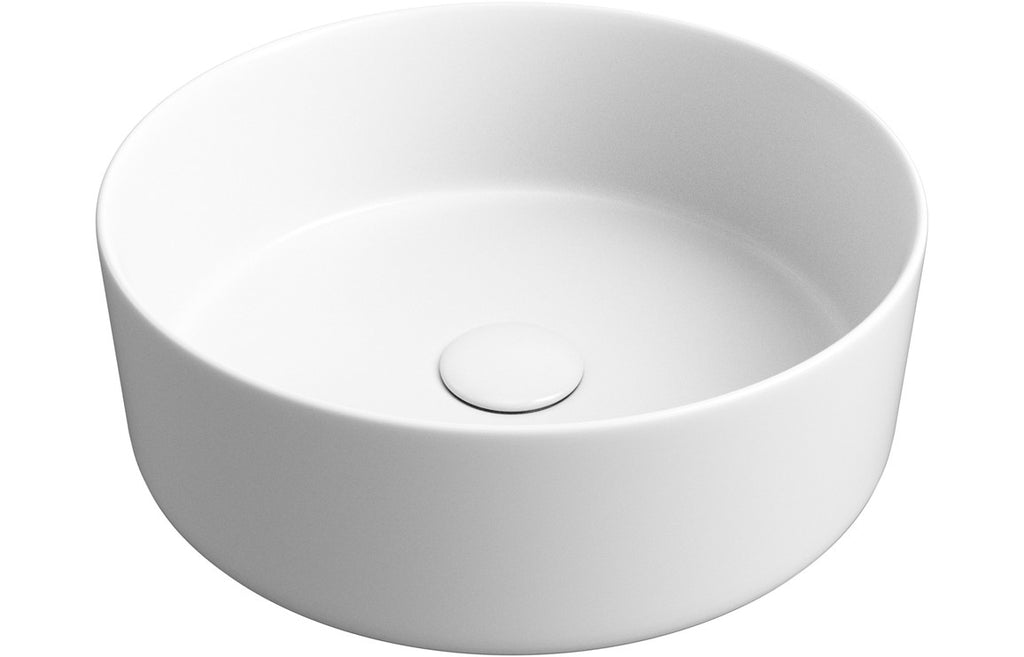 Santo 355mm Ceramic Round Washbowl & Waste - Black, Blue, Latte, White