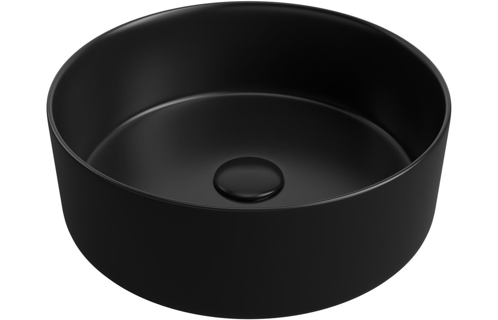 Santo 355mm Ceramic Round Washbowl & Waste - Black, Blue, Latte, White