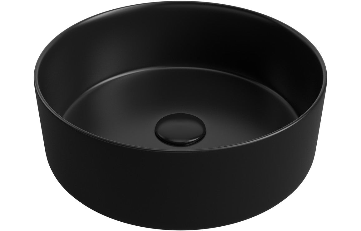 Santo 355mm Ceramic Round Washbowl & Waste - Black, Blue, Latte, White