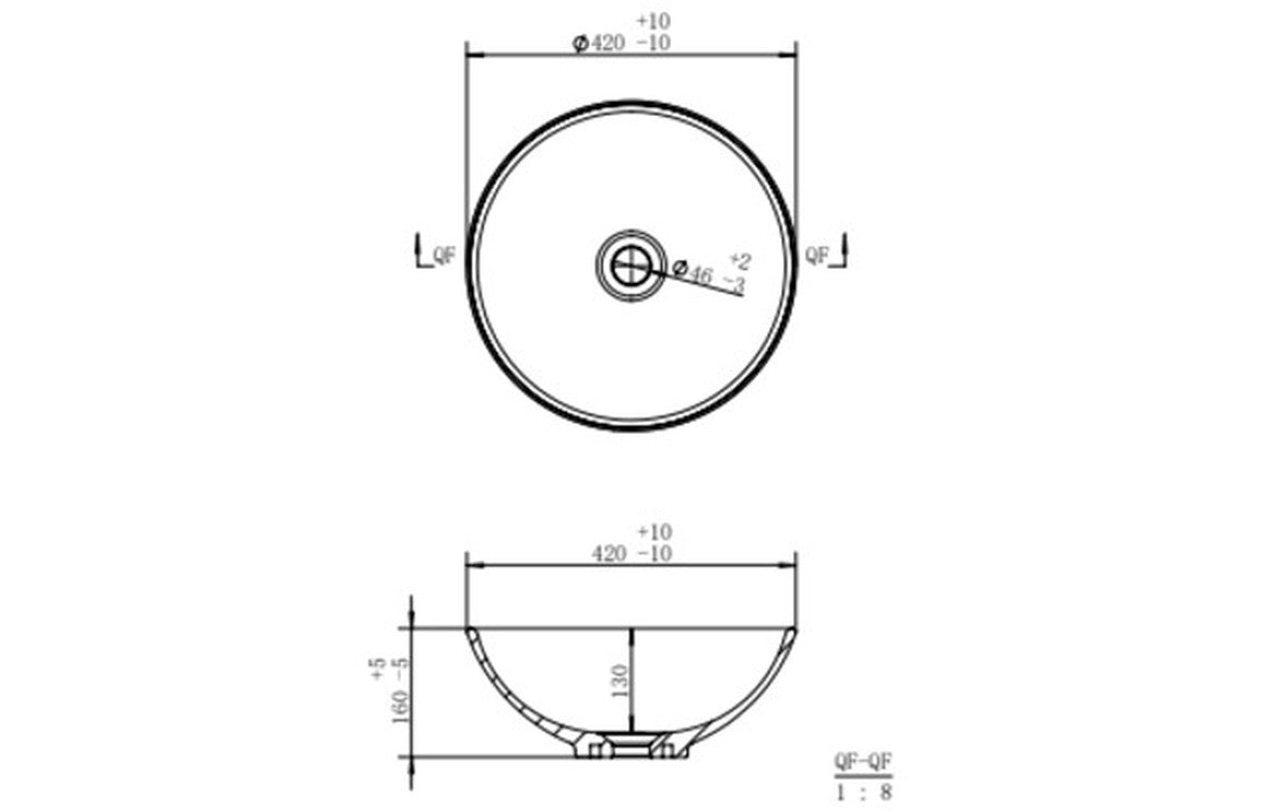 Julia 410mm Round Washbowl - White
