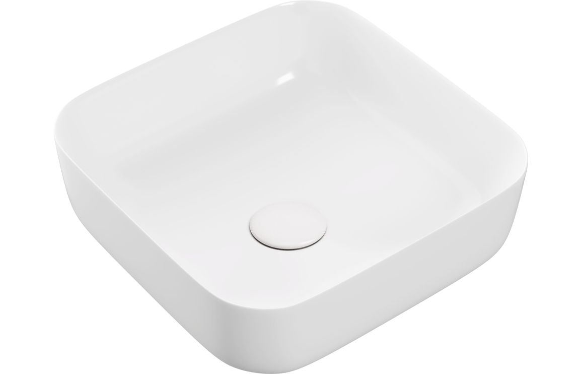 Santo 400mm Ceramic Square Washbowl & Waste - Matt White