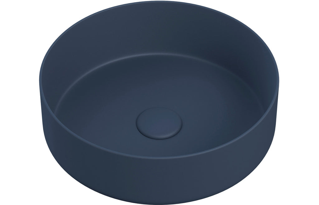 Santo 355mm Ceramic Round Washbowl & Waste - Black, Blue, Latte, White