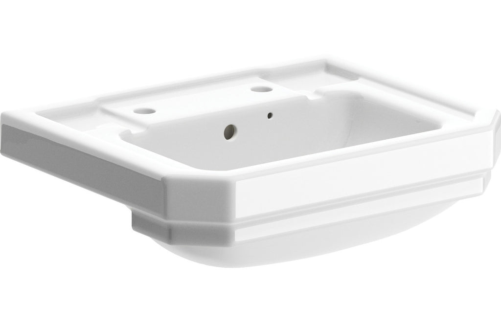 Royal 600x500mm Basin & Full Pedestal/ Semi recessed 495mm