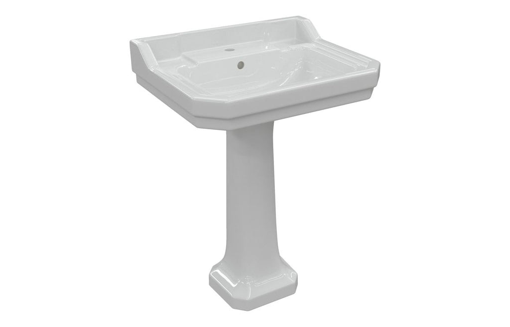 Royal 600x500mm Basin & Full Pedestal/ Semi recessed 495mm