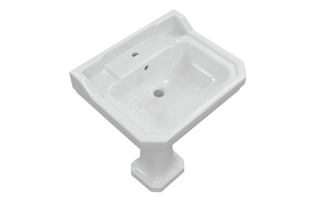 Royal 600x500mm Basin & Full Pedestal/ Semi recessed 495mm