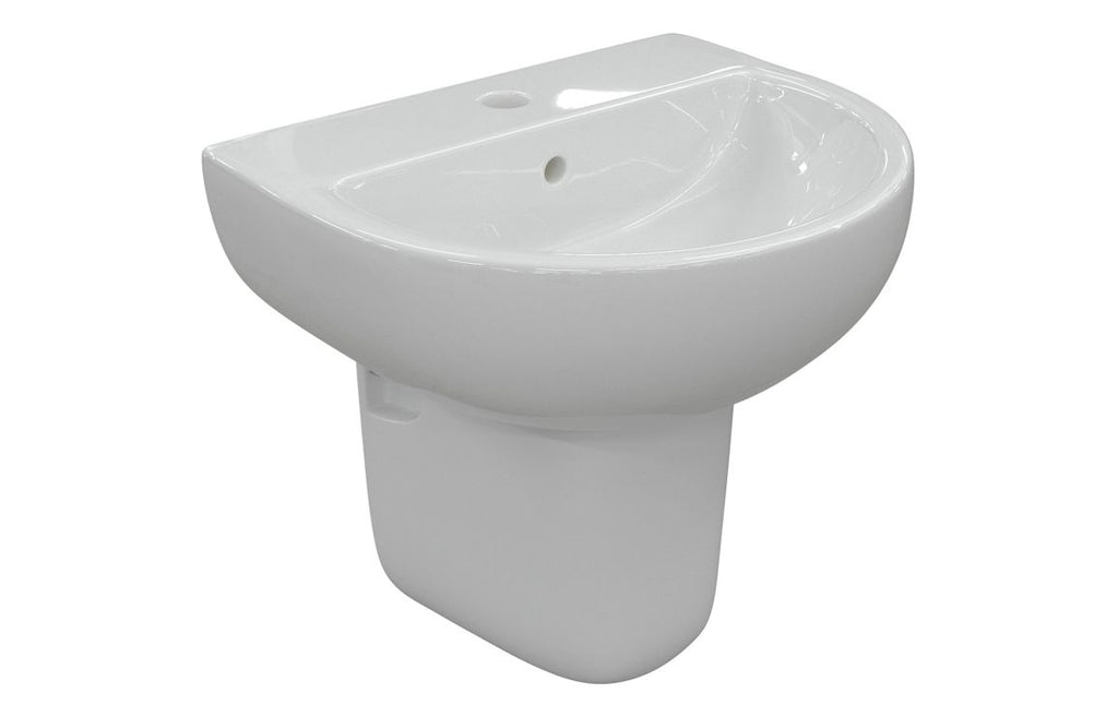 Monte 450/ 550 X 400mm Basin & Full /  Semi Pedestal/ Semi Recessed
