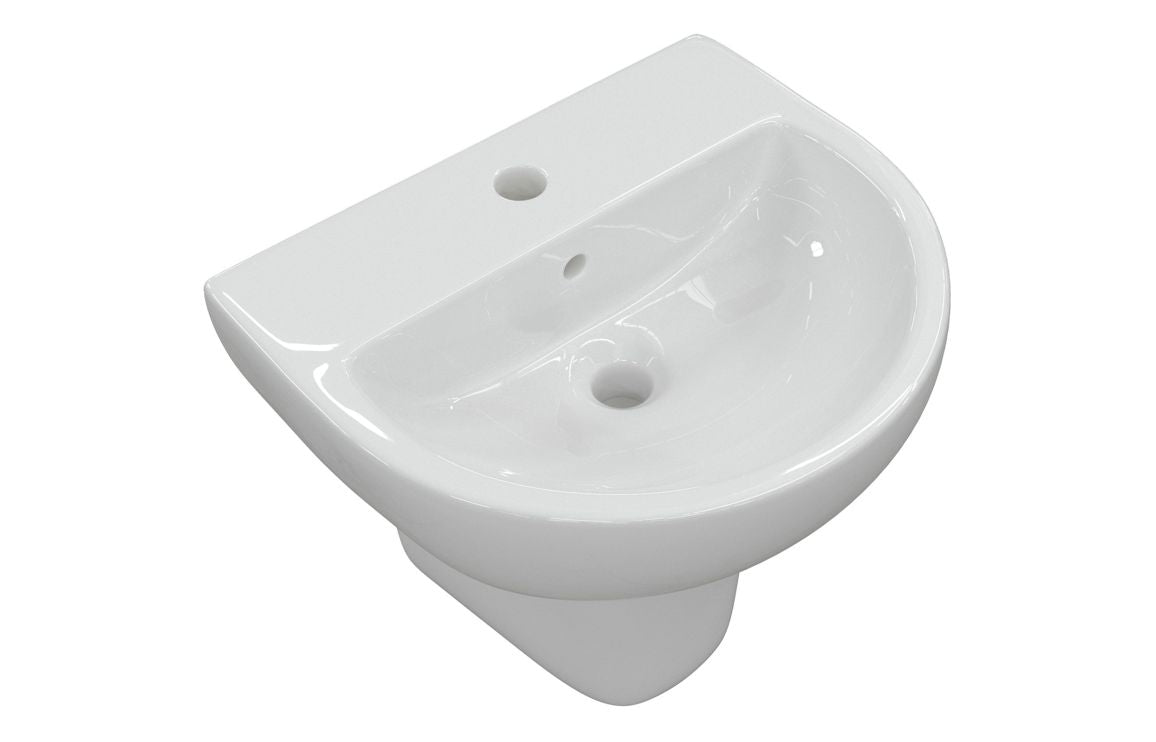 Monte 450/ 550 X 400mm Basin & Full /  Semi Pedestal/ Semi Recessed