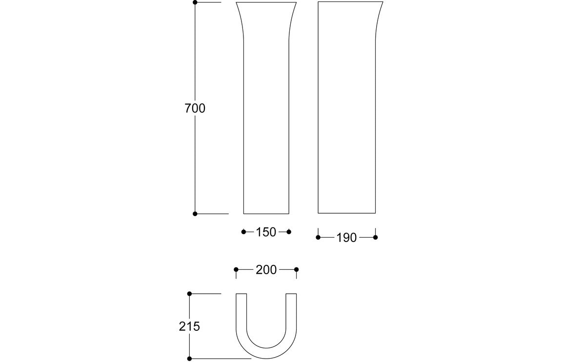 Chorus 520/ 560 X 450mm Basin & Full Pedestal/ Semi Recessed