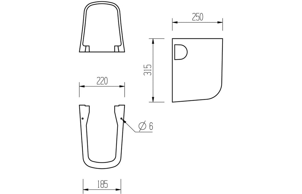 Orant 550X435mm Basin & Full /  Semi Pedestal/ Semi Recessed