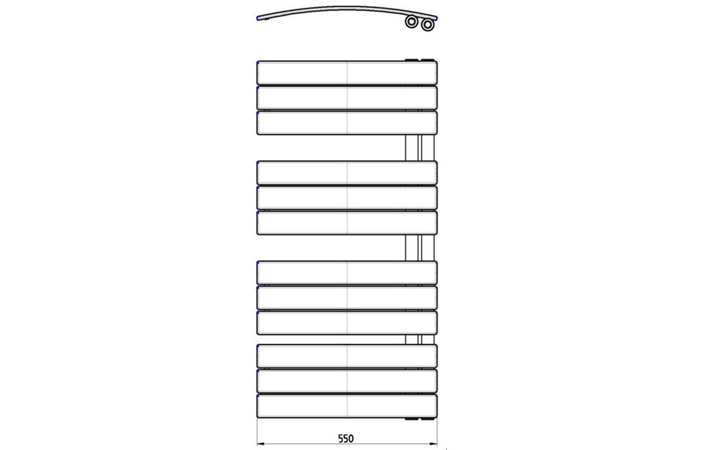 Chart Curved Panel Ladder Radiator (550x1080x49mm) - Chrome, Anthracite