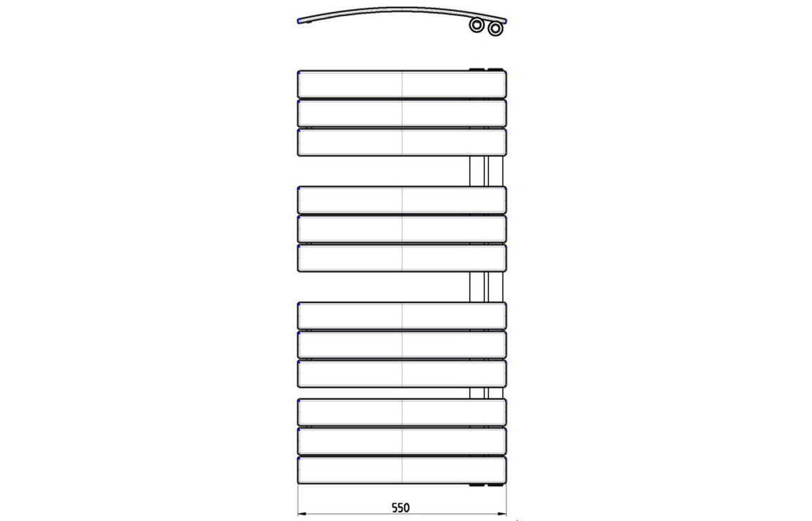 Chart Curved Panel Ladder Radiator (550x1080x49mm) - Chrome, Anthracite