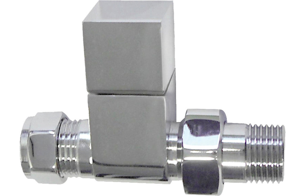 Square Chrome Radiator Valves - Angled/ Straight/ Corner