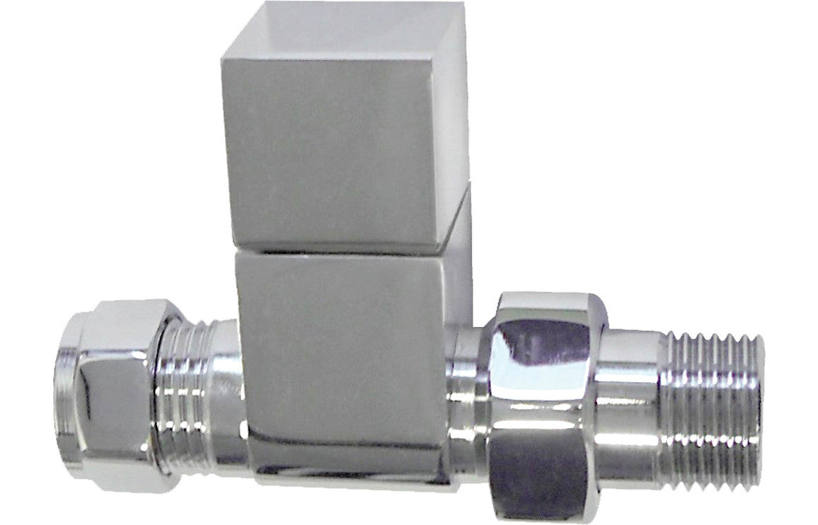 Square Chrome Radiator Valves - Angled/ Straight/ Corner