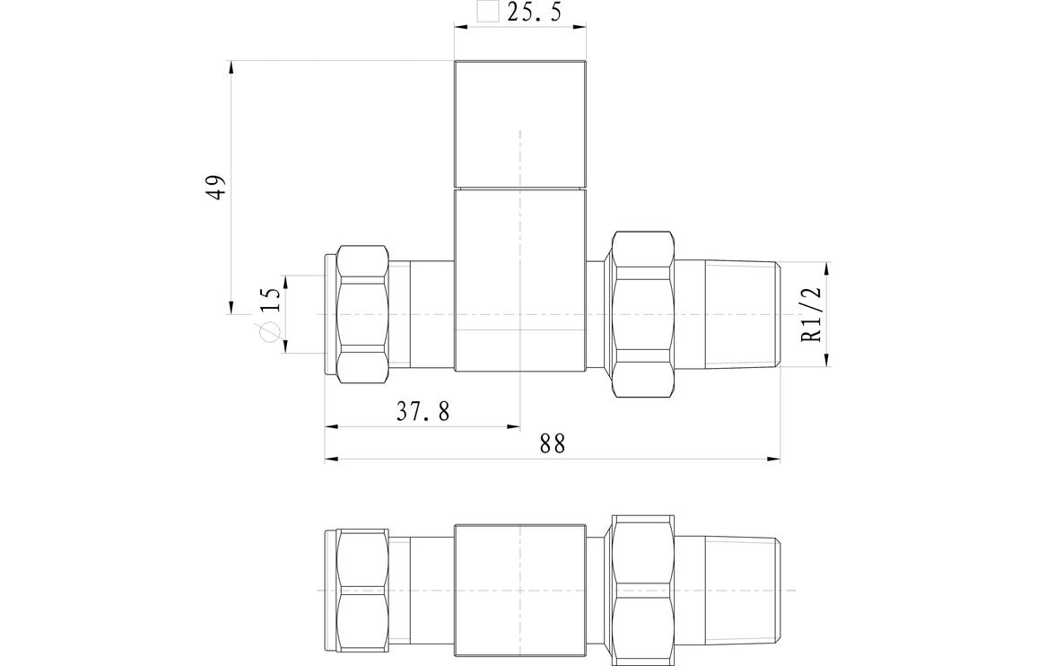 Square Chrome Radiator Valves - Angled/ Straight/ Corner