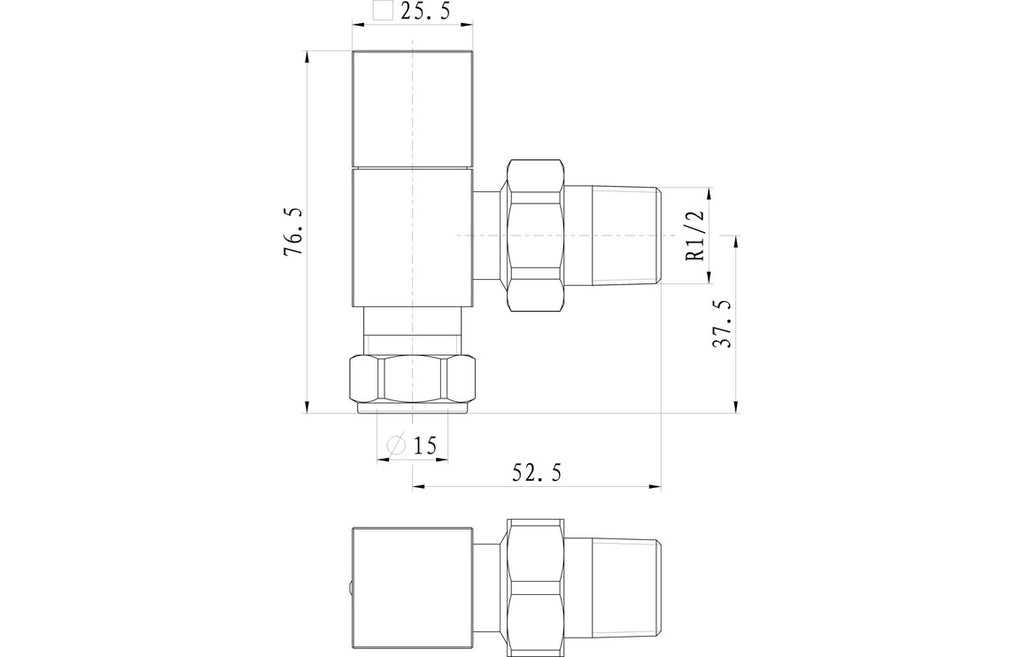 Square Chrome Radiator Valves - Angled/ Straight/ Corner