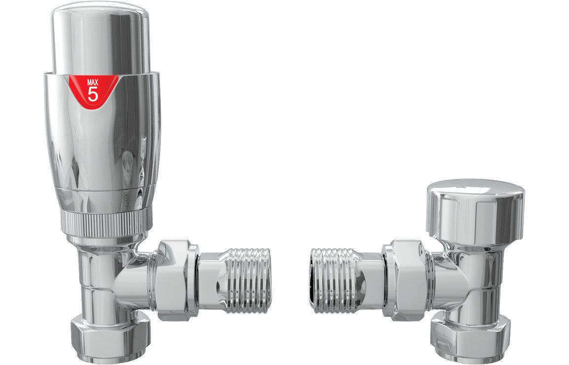 Thermostatic Chrome Radiator Valves - Angled/ Straight/ Corner