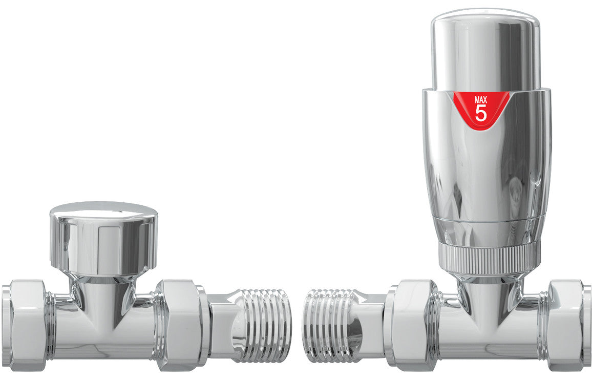 Thermostatic Chrome Radiator Valves - Angled/ Straight/ Corner