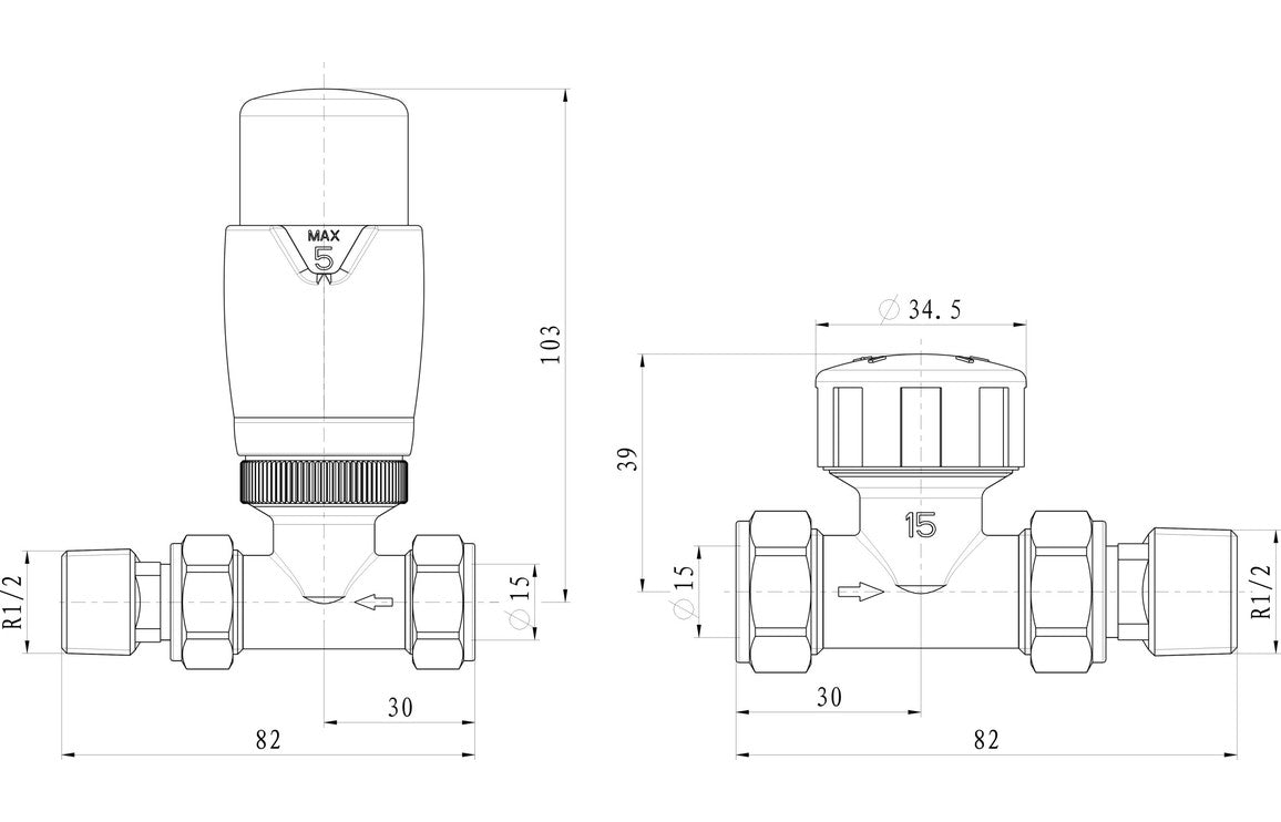 Thermostatic Matt Black Radiator Valves - Angled/ Straight/ Corner