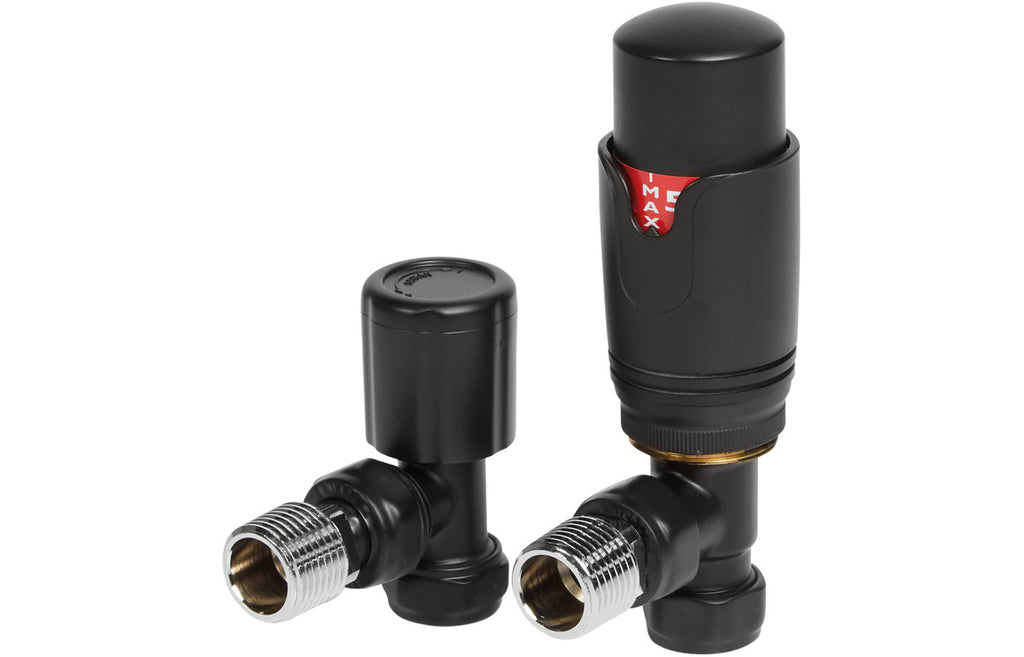 Thermostatic Matt Black Radiator Valves - Angled/ Straight/ Corner