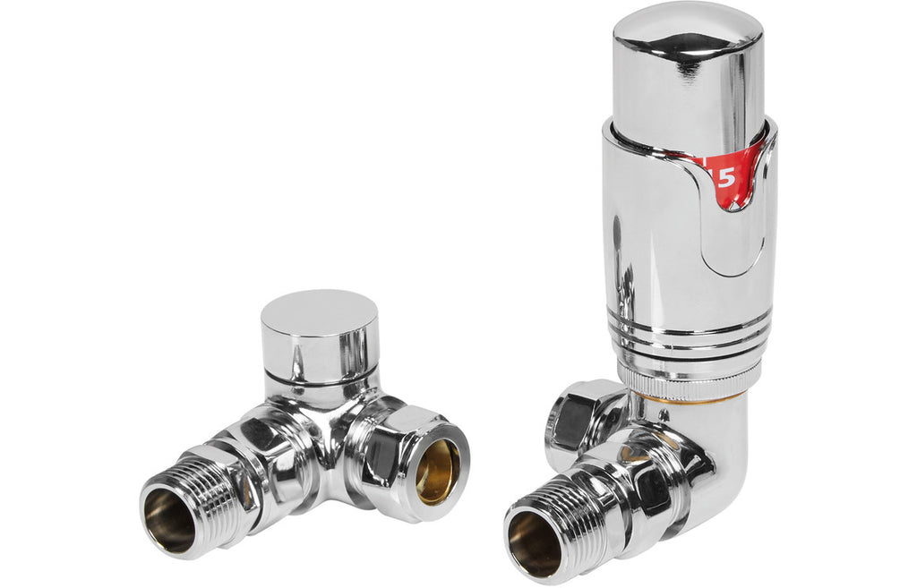 Thermostatic Chrome Radiator Valves - Angled/ Straight/ Corner