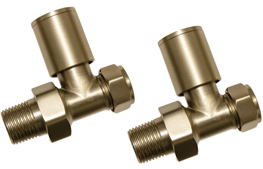 Manual Brushed Brass Radiator Valves - Angled/ Straight/ Corner