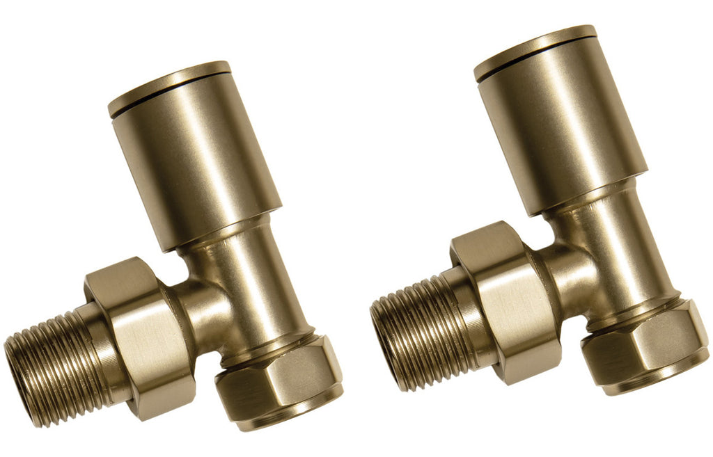 Manual Brushed Brass Radiator Valves - Angled/ Straight/ Corner