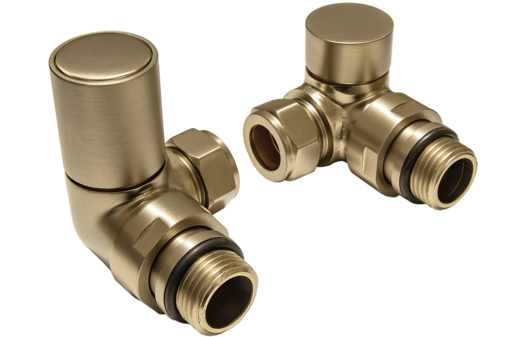 Manual Brushed Brass Radiator Valves - Angled/ Straight/ Corner