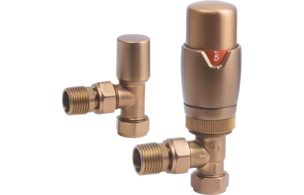 Thermostatic Brushed Bronze Radiator Valves - Angled/ Straight/ Corner