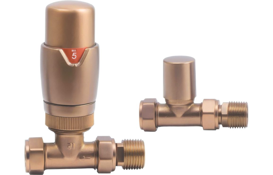Thermostatic Brushed Bronze Radiator Valves - Angled/ Straight/ Corner