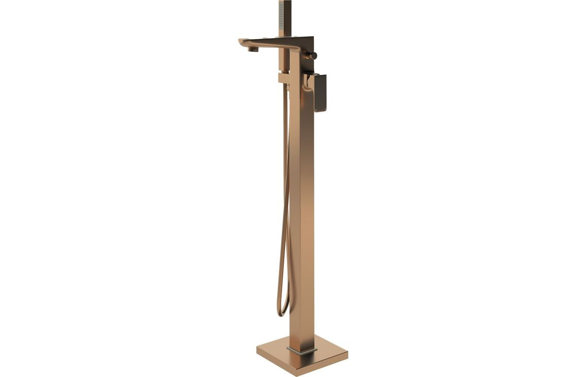 Abiro Floor Standing Bath Filler with Shower Mixer - Brass, Black, Chrome, Bronze