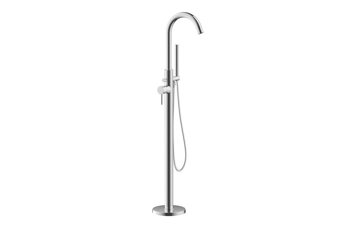 Lash Floor Standing Bath Filler with Shower Mixer - Brass, Black, Chrome, Bronze