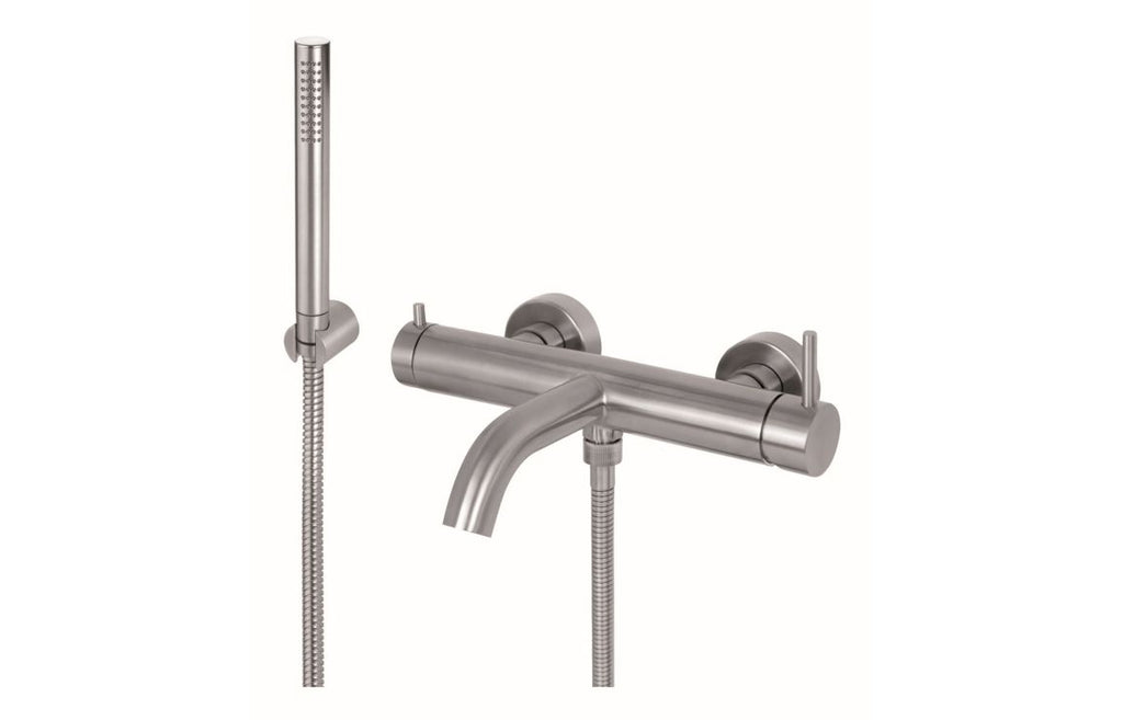 Tiber Vema Premium Wall Mounted Bath Filler & Shower Mixer - Stainless Steel, Brass
