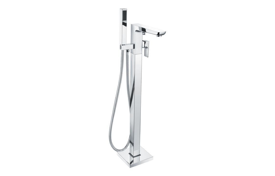 Abiro Floor Standing Bath Filler with Shower Mixer - Brass, Black, Chrome, Bronze