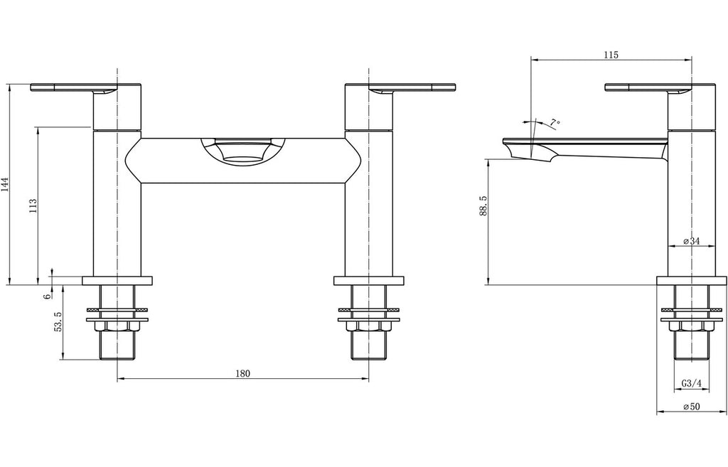 Tate Standard Bath Filler - Chrome