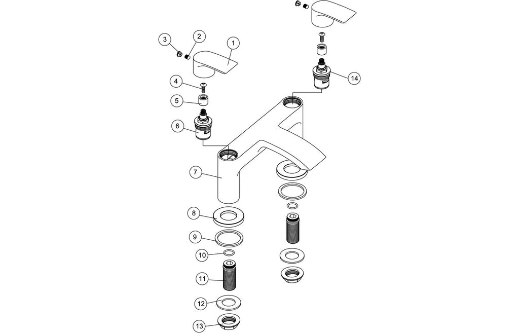 Kive Standard Bath Filler - Chrome