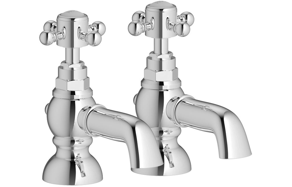 Kad Traditional Bath Pillar Taps - Chrome, Brushed Brass