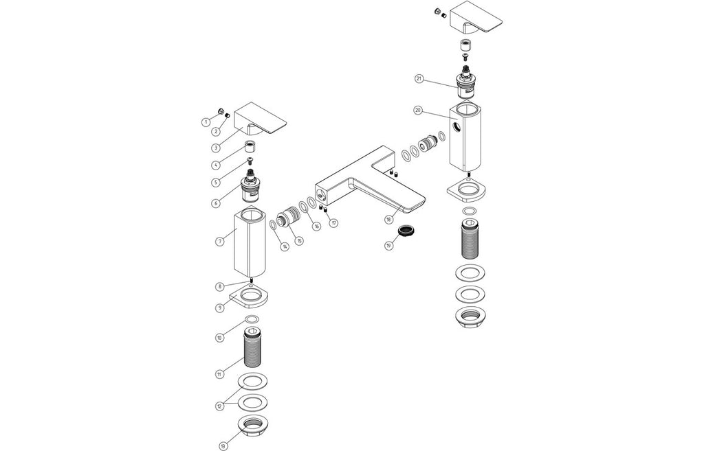 Abiro Bath Filler - Brass, Black, Chrome, Bronze