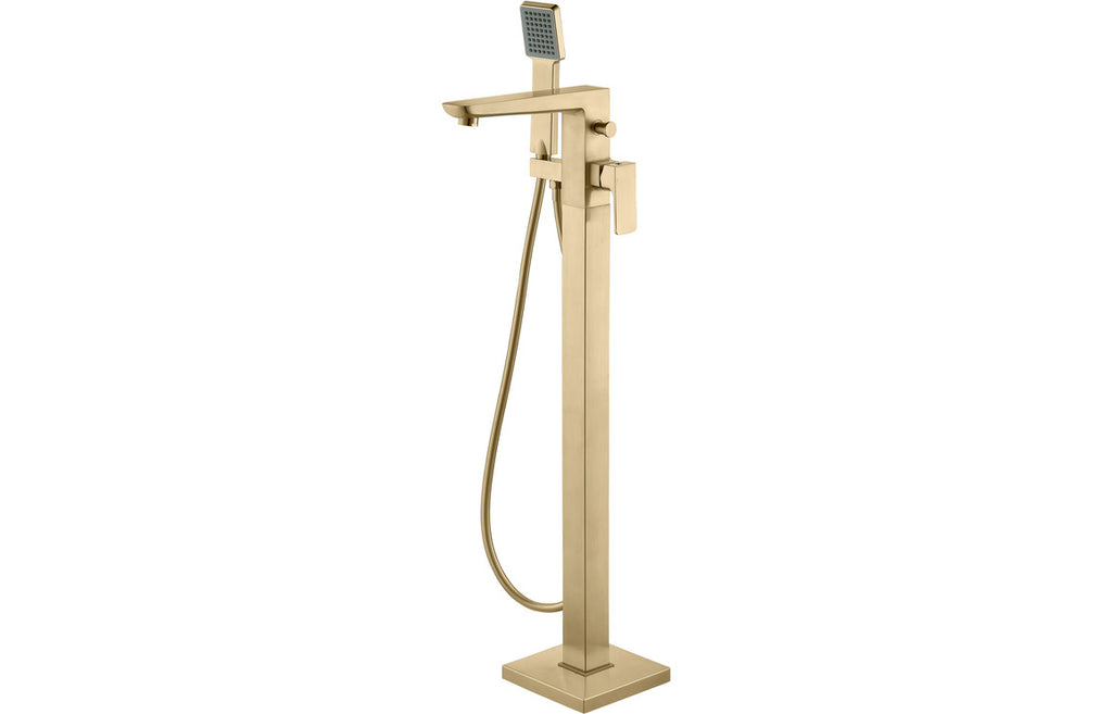 Abiro Floor Standing Bath Filler with Shower Mixer - Brass, Black, Chrome, Bronze