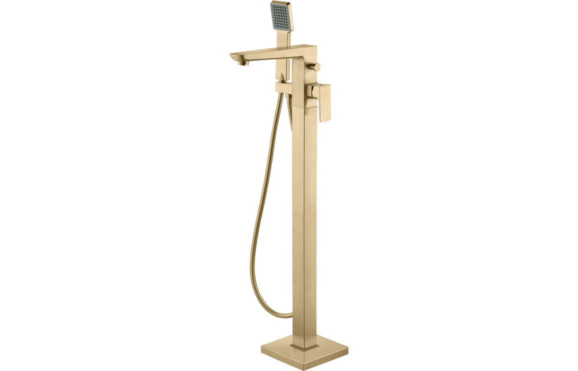 Abiro Floor Standing Bath Filler with Shower Mixer - Brass, Black, Chrome, Bronze