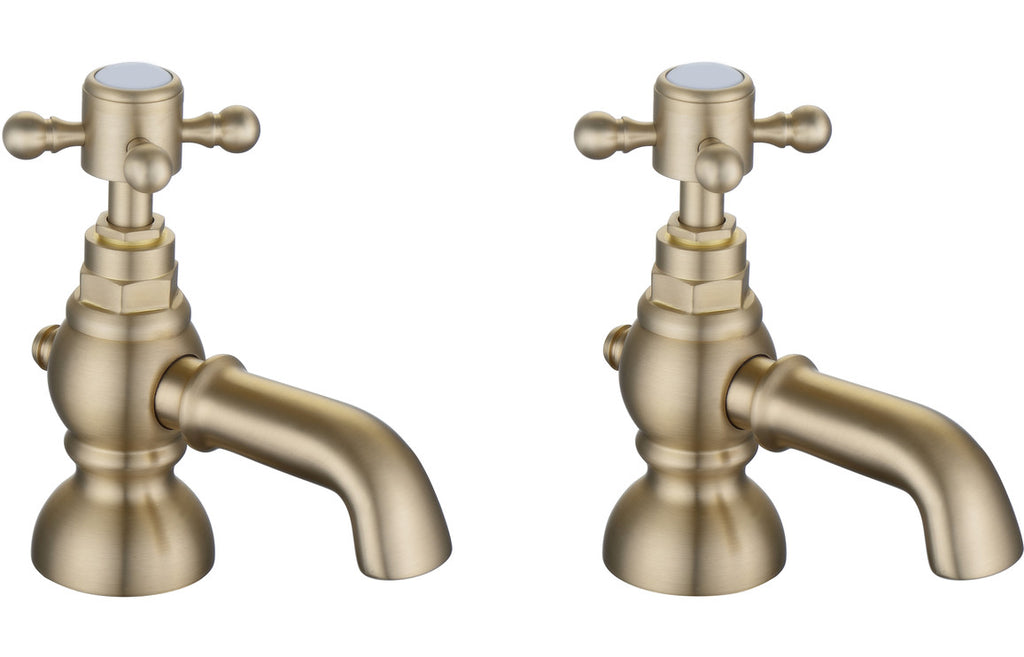Kad Traditional Bath Pillar Taps - Chrome, Brushed Brass