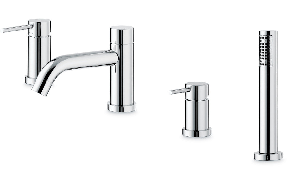 Maira Vema Premium 4-Hole Deck Mounted Bath/Shower Mixer - Black, Chrome