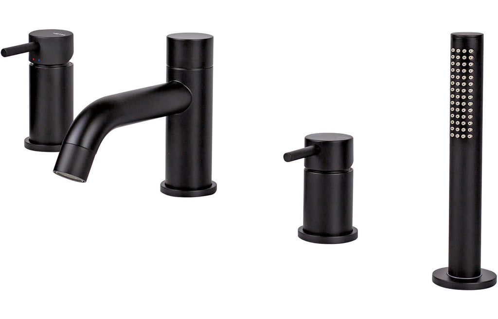 Maira Vema Premium 4-Hole Deck Mounted Bath/Shower Mixer - Black, Chrome