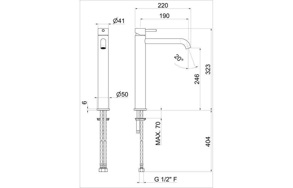 Tiber Premium Tall Basin Mixer - Stainless Steel
