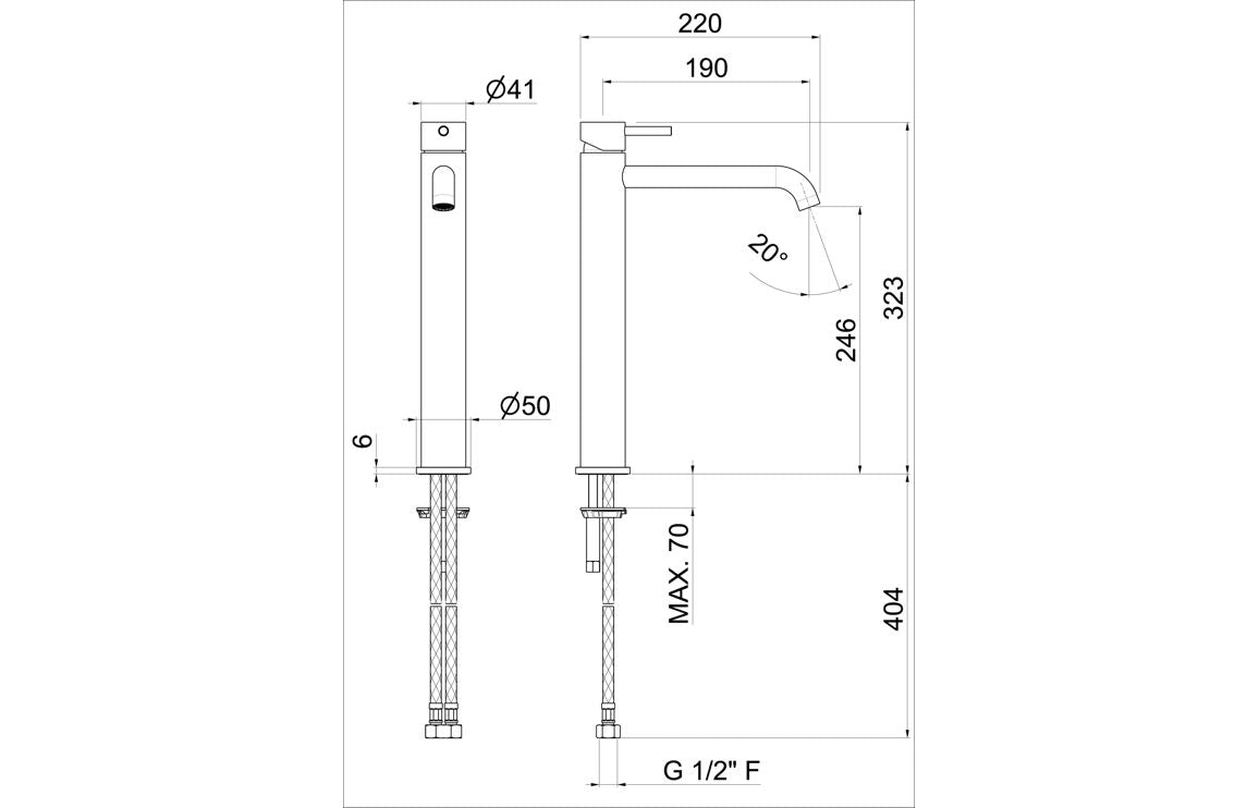 Tiber Premium Tall Basin Mixer - Stainless Steel