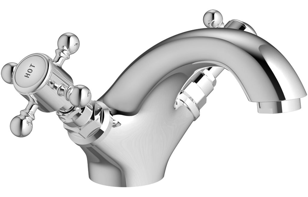 Kad Traditional Basin Mixer Tap & Waste - Chrome, Brushed Brass