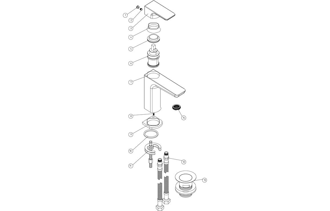 Abiro Basin Mixer Tap & Waste - Brass, Black, Chrome, Bronze