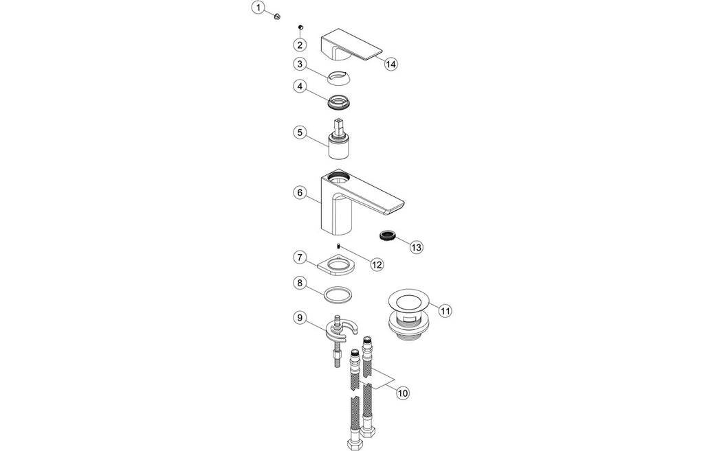 Abiro Cloakroom Basin Mixer Tap & Waste - Brass, Black, Chrome, Bronze