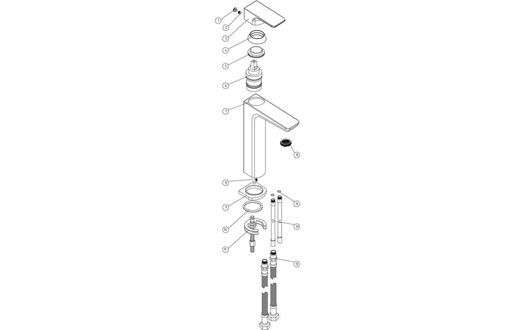 Abiro Tall Basin Mixer Tap - Brass, Black, Chrome, Bronze