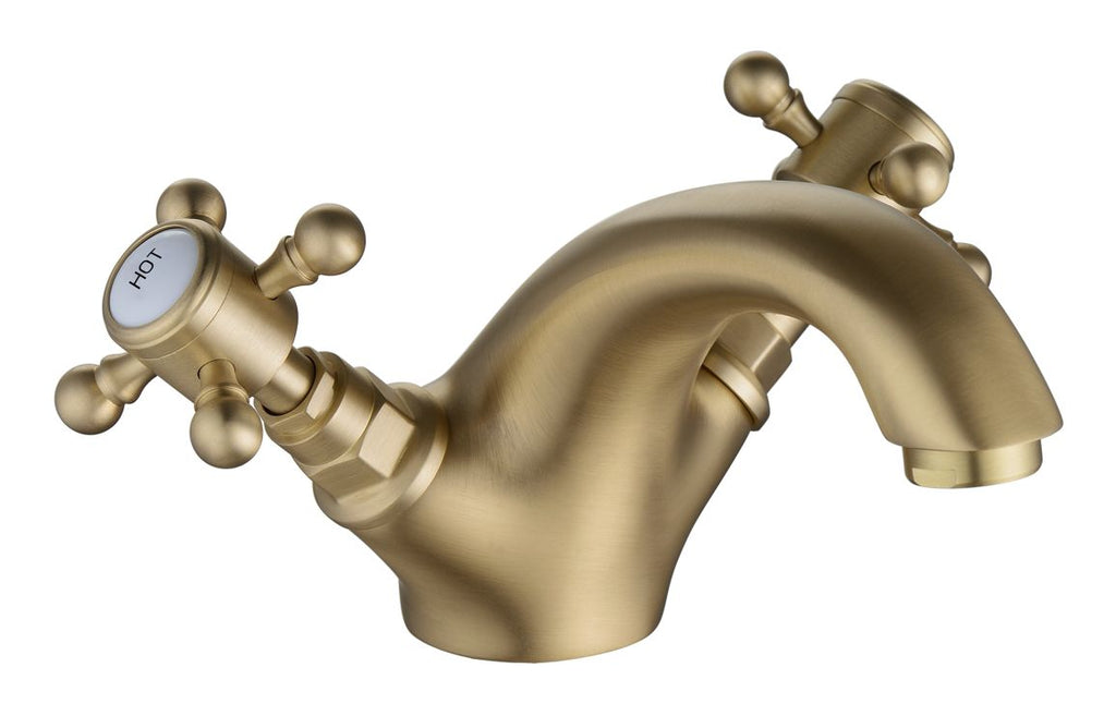 Kad Traditional Basin Mixer Tap & Waste - Chrome, Brushed Brass